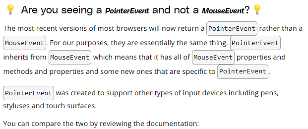 mouseEvent or pointerEvent